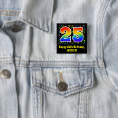 25. Geburtstag: Farbige Musiksymbole, Regenbogen 2 Button (Beispiel)