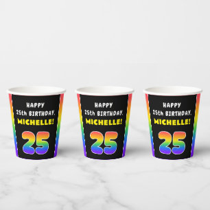 25. Geburtstag: Farbiger Regenbogen # 25, Individu Pappbecher