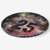 25. Geburtstag Feuerwerk in Clouds Papier Plate Pappteller (Schrägansicht)