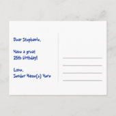 25. Geburtstag: Fun Hearts Pattern, Regenbogen 25 Postkarte (Rückseite)