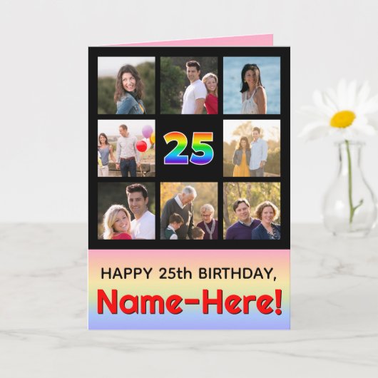 25. Geburtstag: Fun Rainbow #, Custom Fotos + Name Karte (Kleine Pflanze)