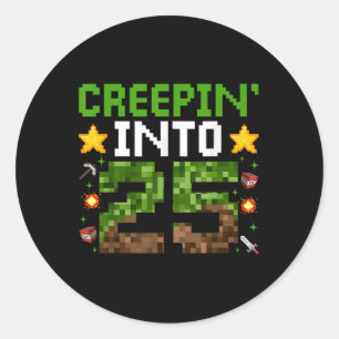 25. Geburtstag Gamer Pixel Creepin" in 25 Video G Runder Aufkleber