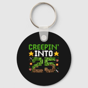 25. Geburtstag Gamer Pixel Creepin" in 25 Video G Schlüsselanhänger