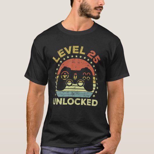 25. Geburtstag Gaming Level 25 entsperrt T-Shirt (Vorderseite)