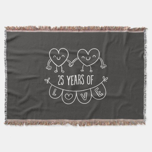 25. Geburtstag Geschenk Chalk Herzen Decke (Vorderseite)