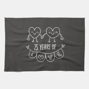 25. Geburtstag Geschenk Chalk Herzen Handtuch