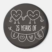 25. Geburtstag Geschenk Chalk Herzen Magnet (Vorne)