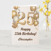 25. Geburtstag Gold Balloons und Confetti Geburtst Karte (Gelbe Blume)