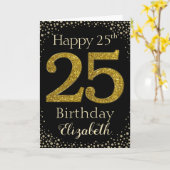 25. Geburtstag Golden Glitzer Card Karte (Gelbe Blume)