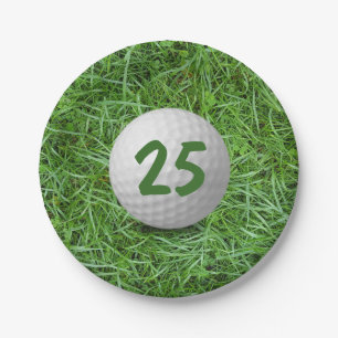 25. Geburtstag Golf Ball auf Grass Paper Plate Pappteller