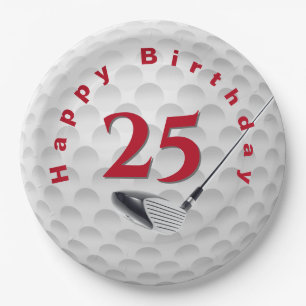 25. Geburtstag Golf Ball Design Paper Plate Pappteller