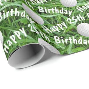 25. Geburtstag Golf Balls auf Grass Wrapping Paper Geschenkpapier