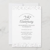 25. Geburtstag Hochzeit Foto Silver Confetti Einladung (Vorderseite)