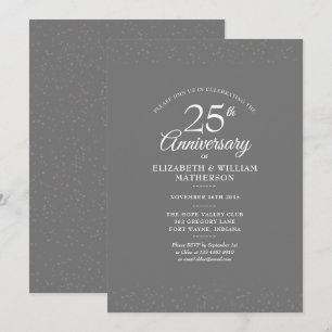 25. Geburtstag Hochzeit Silver Stardust Confetti Einladung