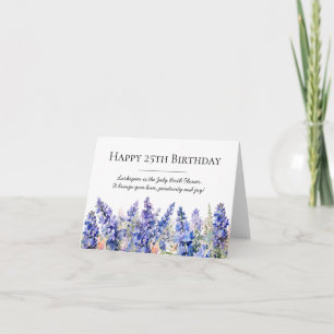 25. Geburtstag Juli Geburtstag Blume Larkspur Karte