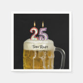 25. Geburtstag Kerzen in Bier Serviette (Vorderseite)