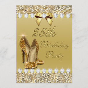 25. Geburtstag klassische Gold Heelse Sequins Diam Einladung
