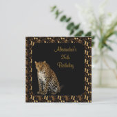 25. Geburtstag Leopard mit Tierdruckrahmen Einladung (Stehend Vorderseite)