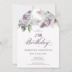 25. Geburtstag Lila Frühling Lilac Blume Arch Einladung