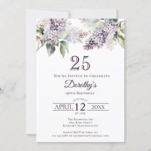 25. Geburtstag Lila Frühling Lilac Blume Einladung