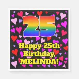 25. Geburtstag: Loving Hearts Pattern, Regenbogen Serviette