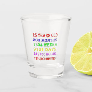 25. Geburtstag - Meilensteine Schnapsglas