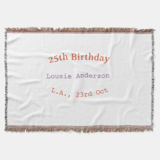 25. Geburtstag Name Datum Ort orange lila pastell Decke