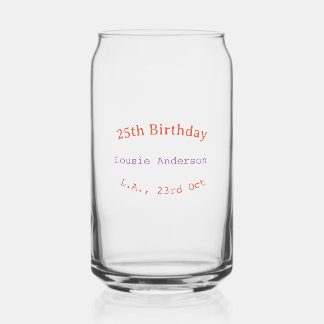 25. Geburtstag Name Datum Ort orange lila pastell Dosenglas