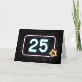 25. Geburtstag Neon Sign on Brick Wall Karte