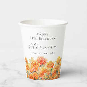 25. Geburtstag November-Geburtsblume Chrysantheme Pappbecher