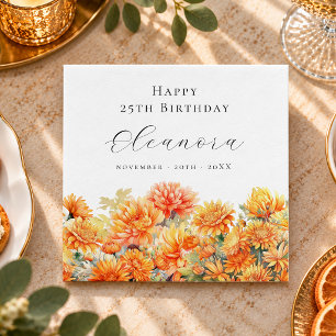 25. Geburtstag November-Geburtsblume Chrysantheme Serviette