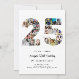 25. Geburtstag Nr. 25 Custom Foto Collage Einladung