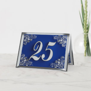 25. Geburtstag oder Jahrestag Regal Silver Blue Karte