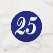 25. Geburtstag oder Jahrestag Regal Silver Blue Konfetti (Klein Vorderseite)