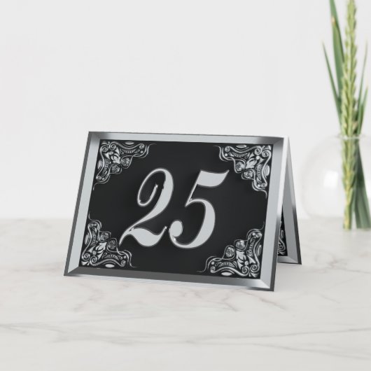25. Geburtstag oder Jubiläum Regal Silver Black Karte (Vorderseite)