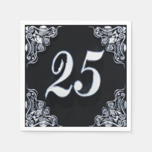 25. Geburtstag oder Jubiläum Regal Silver Black Serviette
