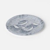 25. Geburtstag oder Jubiläum Regal Silver Marble Pappteller (Schrägansicht)