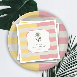 25. Geburtstag Palm Beach Pastell-Streifen Tropisc Serviette
