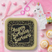 25. Geburtstag Party Nummer Muster Schwarzes Gold Pappteller (Party)