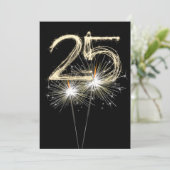 25. Geburtstag Party Sparklers Einladung (Stehend Vorderseite)