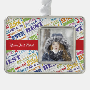 25. Geburtstag Personalisiertes Party Geschenke Rahmen-Ornament Silber