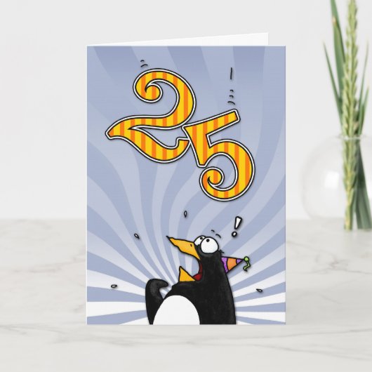 25. Geburtstag - Pinguin-Überraschungs-Karte Karte (Vorderseite)
