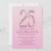 25. Geburtstag Pink Diamonds Einladung (Vorderseite)