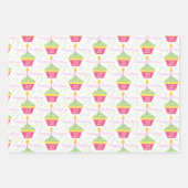 25. Geburtstag Pink Green Cupcakes Geschenkpapier Set (Vorderseite)