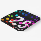 25. Geburtstag Rainbow Dots auf Black Pappteller (Gewinkelt)