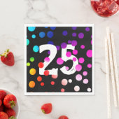25. Geburtstag Rainbow Dots auf Black Serviette (Beispiel)