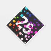 25. Geburtstag Rainbow Dots auf Black Serviette (Ecke)