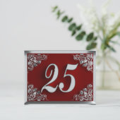 25. Geburtstag Regal Silver Red Einladung Postkarte (Stehend Vorderseite)