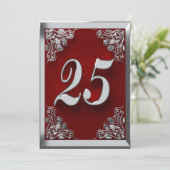 25. Geburtstag Regal Silver Red Greeting oder Einladung (Stehend Vorderseite)