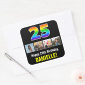 25. Geburtstag: Regenbogen "25"; benutzerdefiniert Quadratischer Aufkleber (Umschlag)